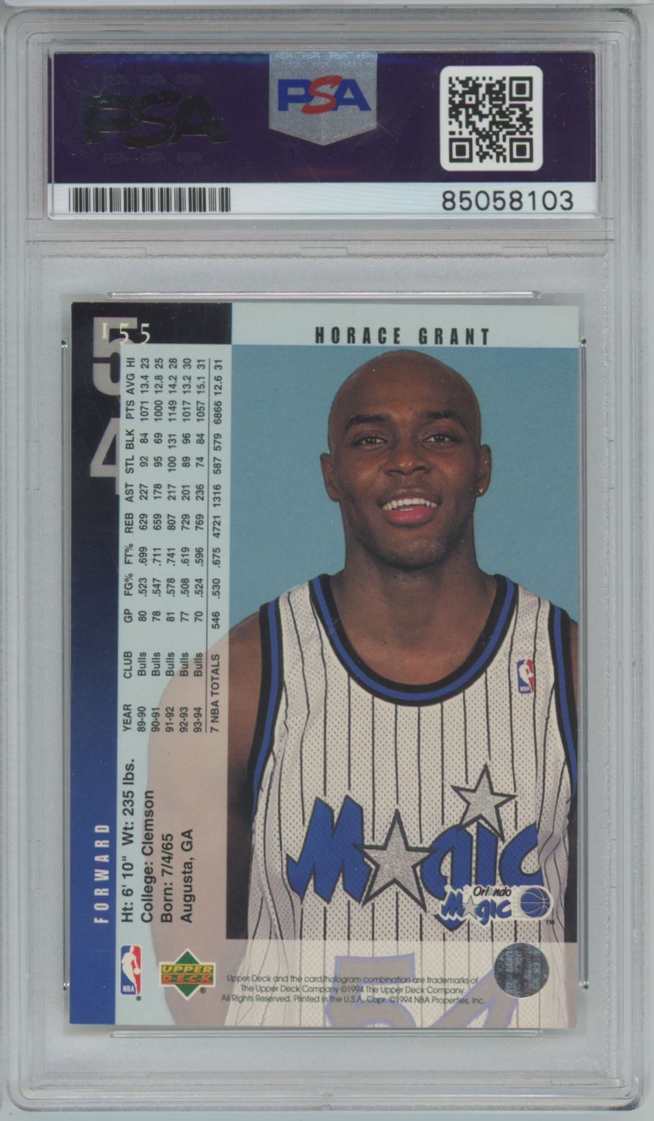1994 Upper Deck #155 Horace Grant Auto - PSA/DNA