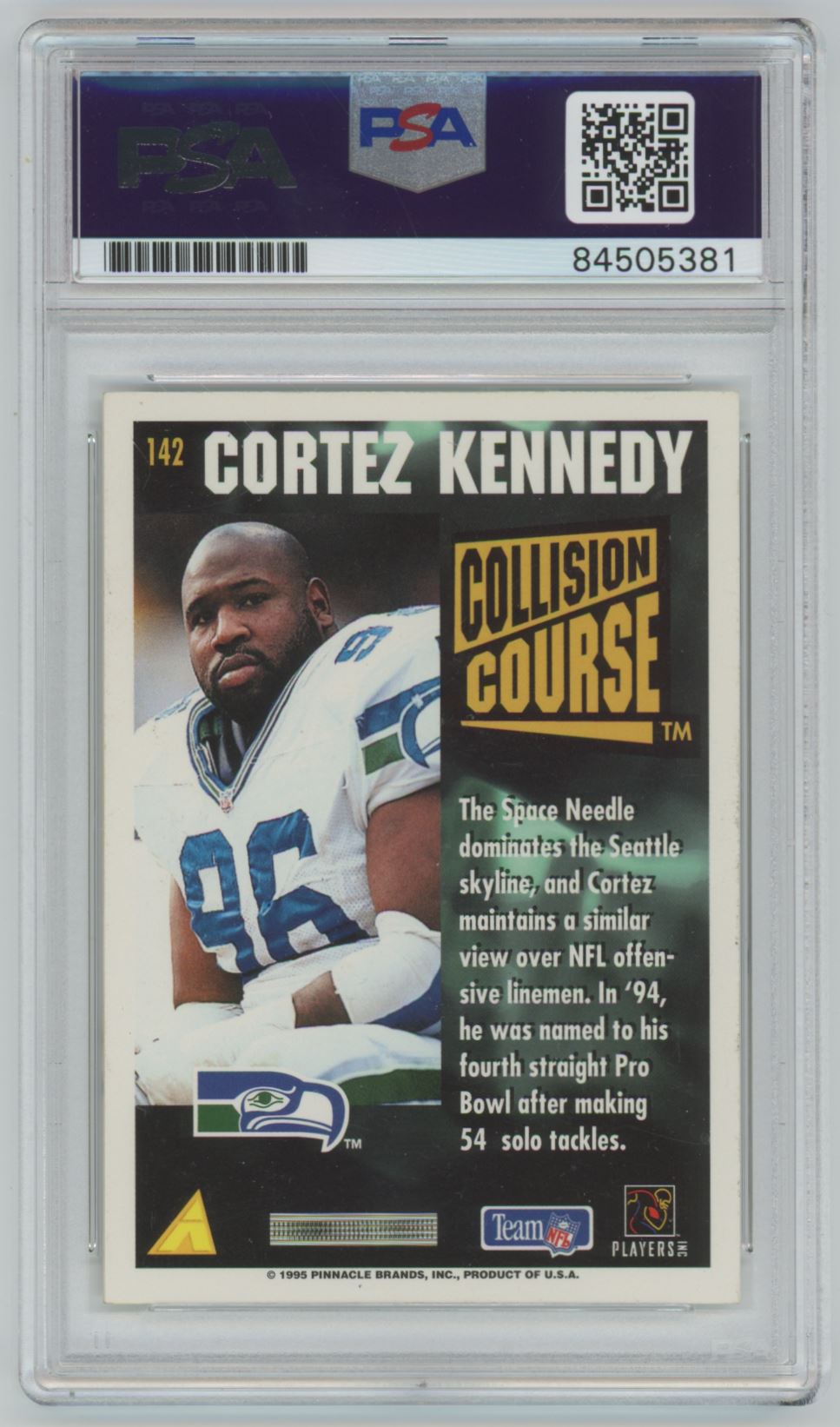 1995 Pinnacle Score Cortez Kennedy Auto - PSA/DNA Authentic