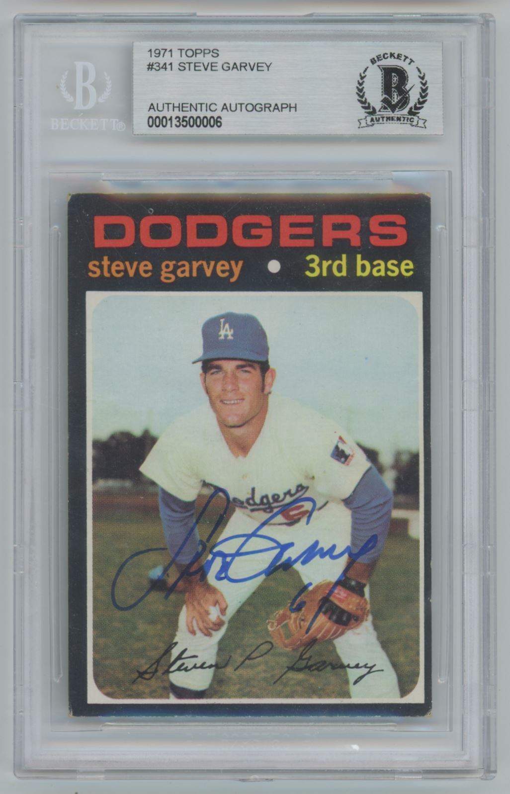 1971 Topps Steve Garvey #341 Auto ROOKIE CARD - Beckett Authentic (0006)
