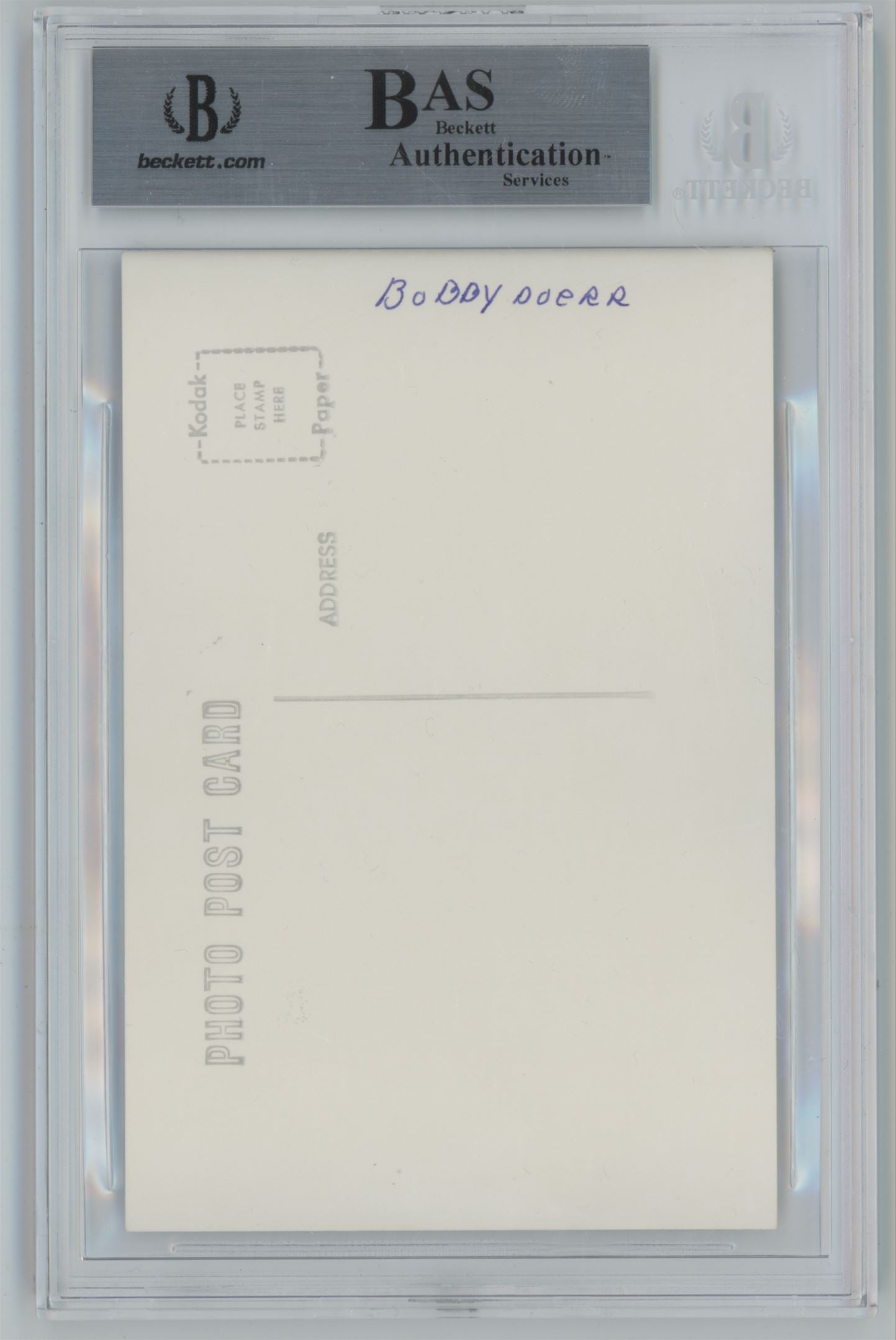 Postcard Bobby Doerr Auto - Beckett Authentic