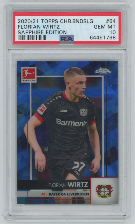 2020 Topps Chrome Bundesliga Florian Wirtz Sapphire Edition #64 - PSA 10
