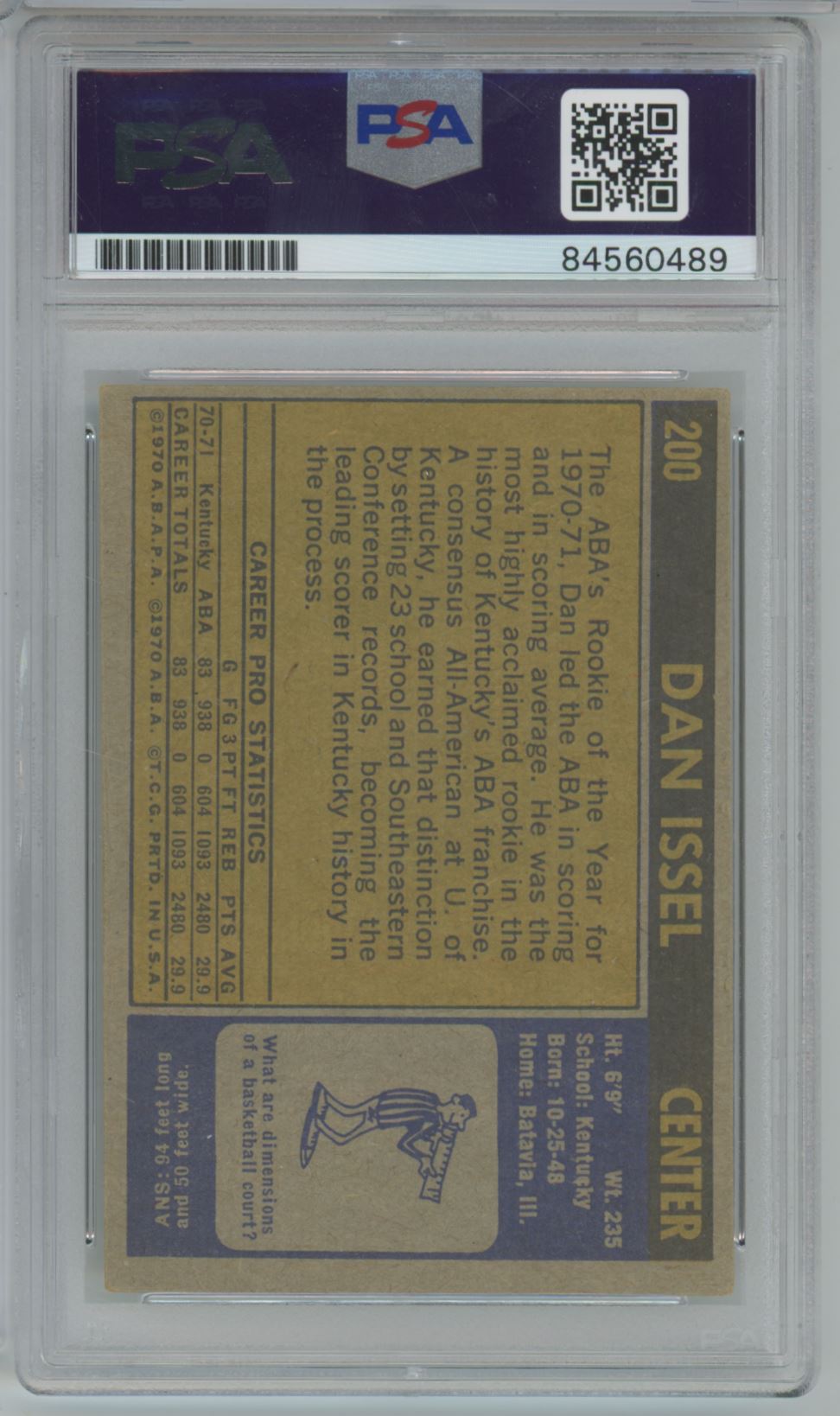 1971-72 Topps #200 Dan Issel Rookie Card Auto w/ Multi ABA Inscription - PSA/DNA