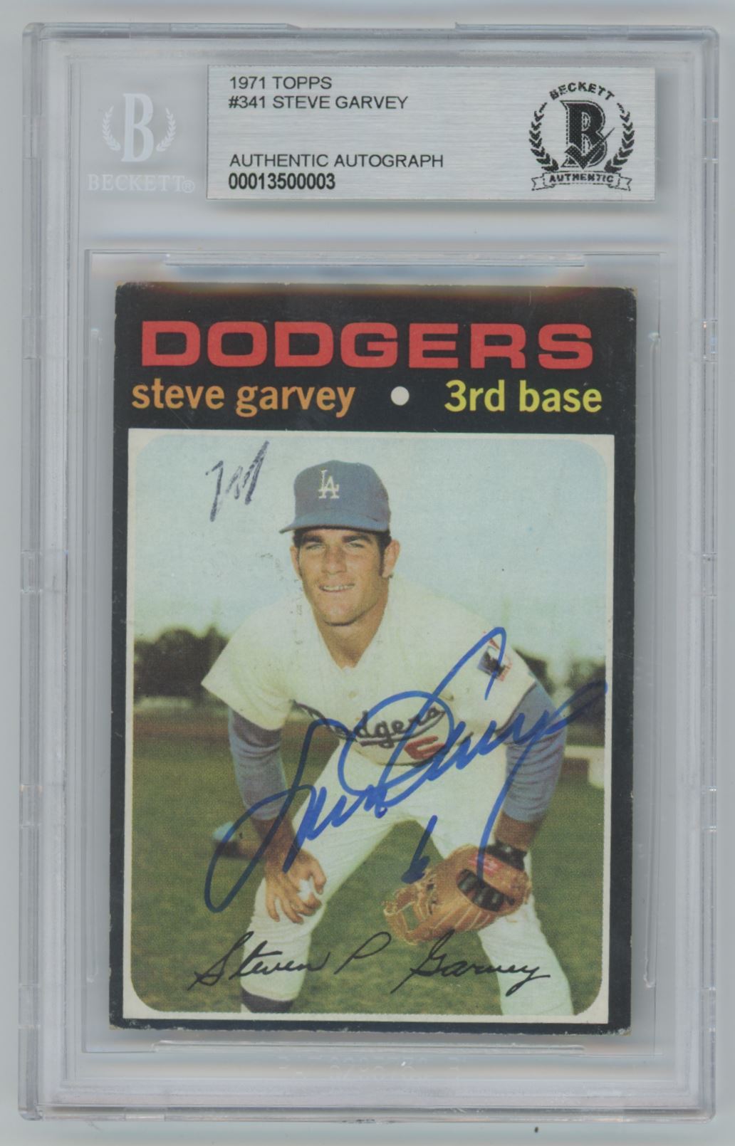 1971 Topps #341 Steve Garvey Auto ROOKIE CARD - Beckett Authentic