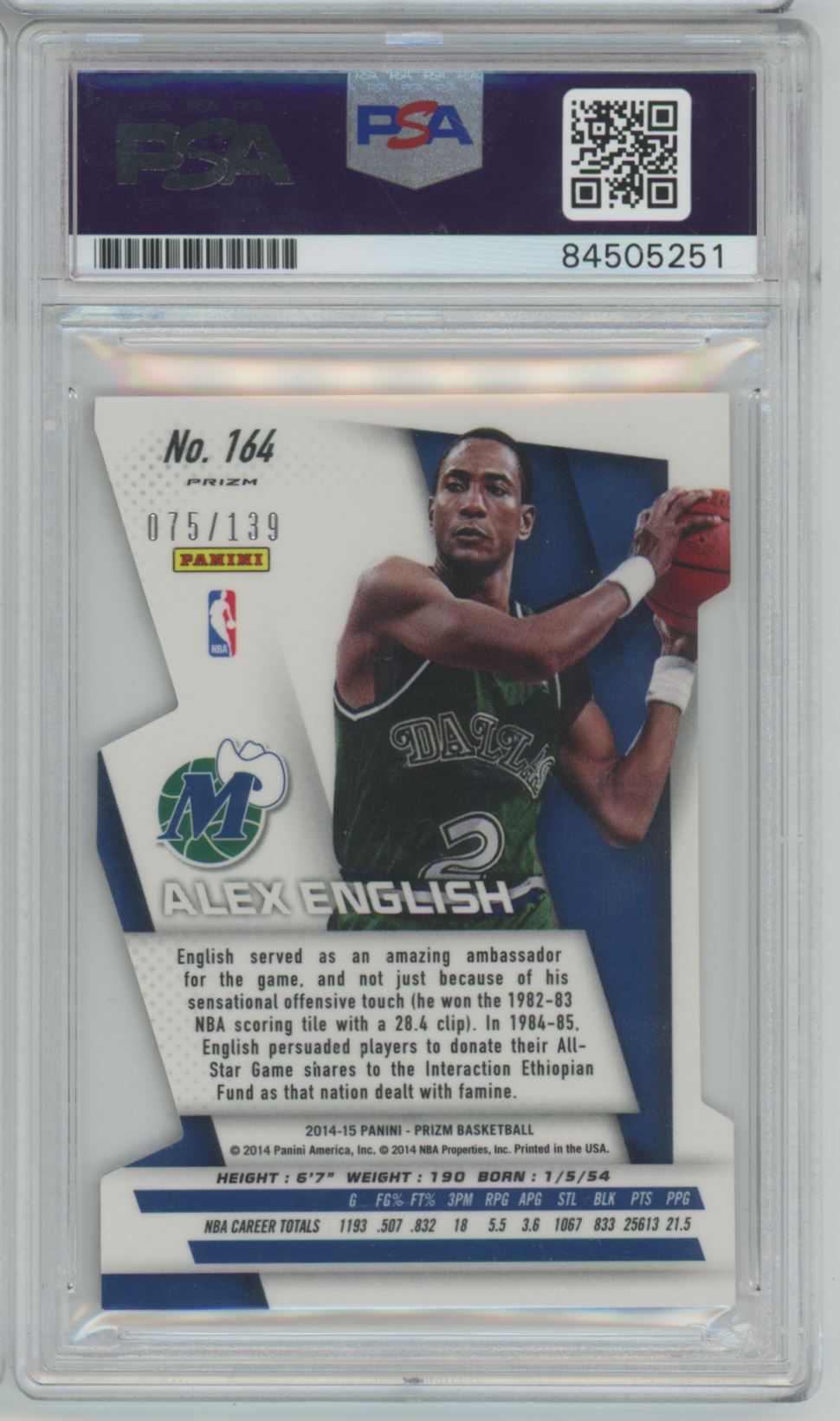 2014 Panini Prizm Die-Cut /139 Alex English Auto - PSA/DNA
