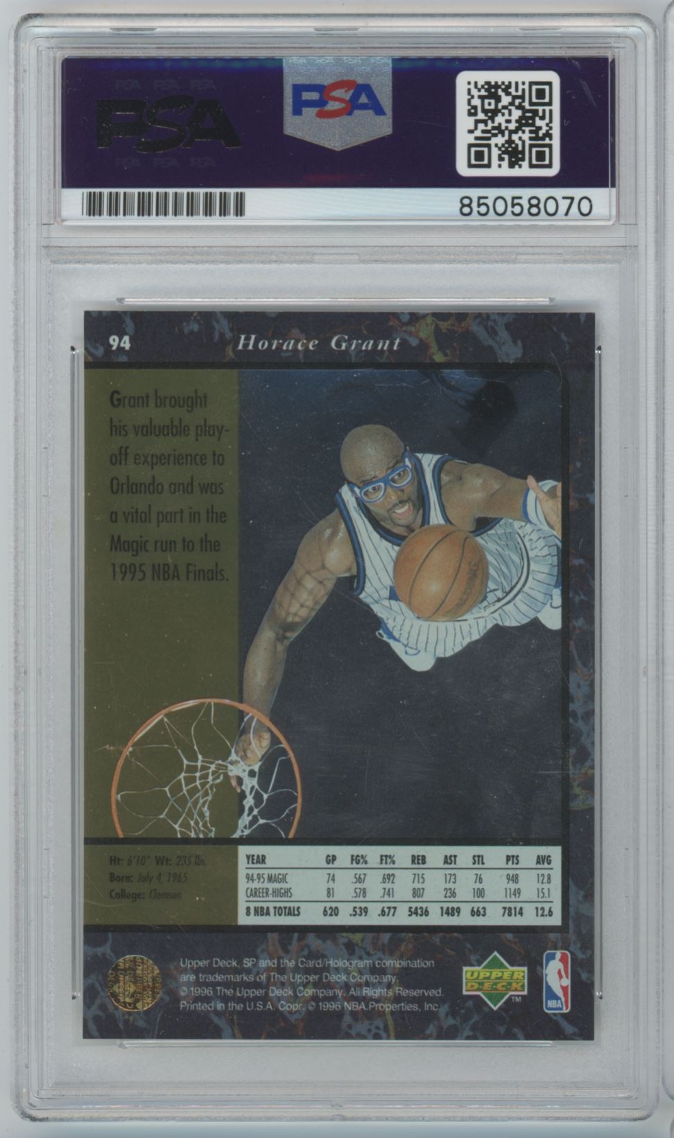 1996 SP #94 Horace Grant Auto - PSA/DNA