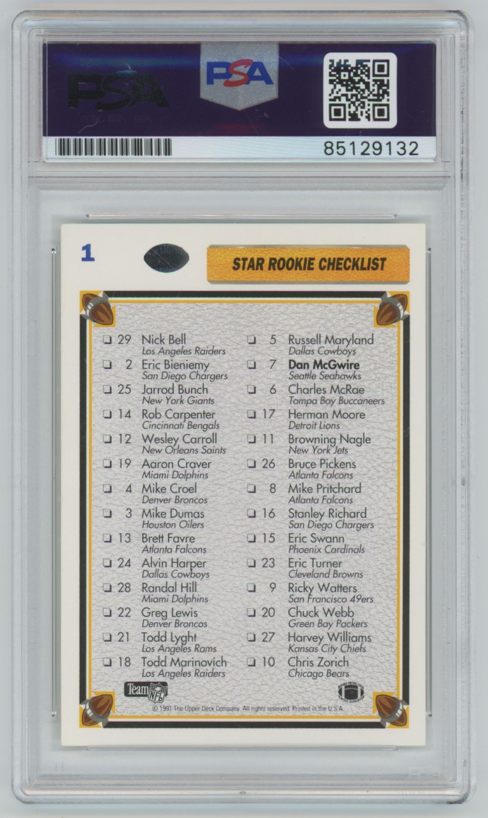 1991 Upper Deck Dan McGwire AUTO PSA DNA