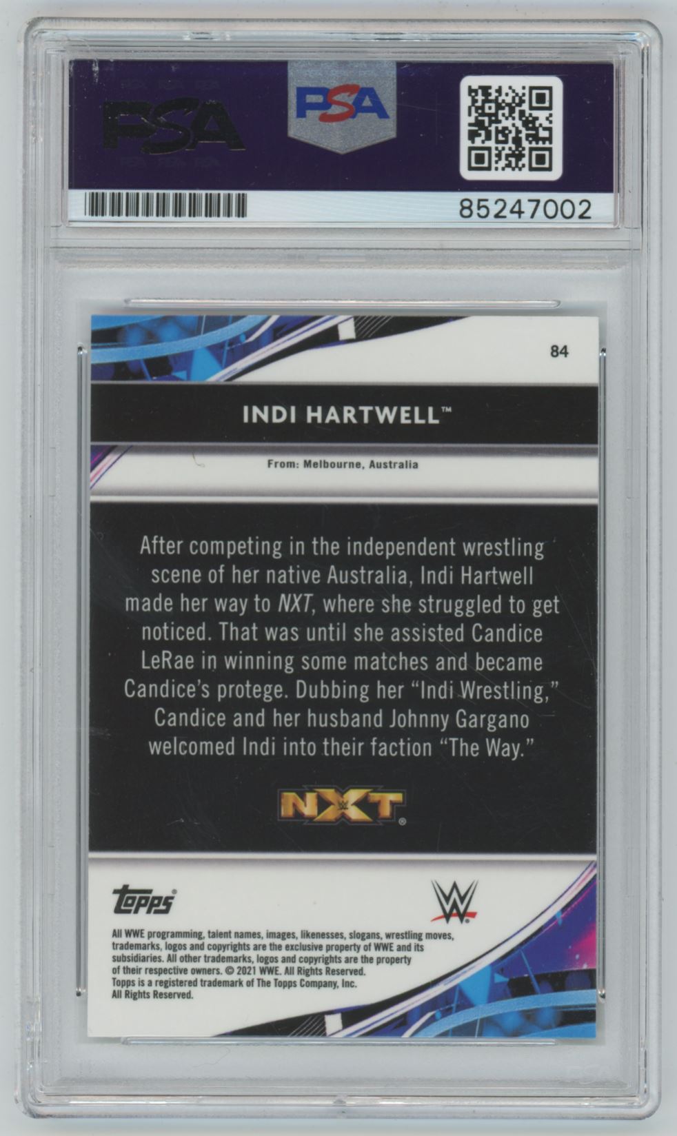 2021 Topps Finest WWE Indi Hartwell Auto - PSA/DNA