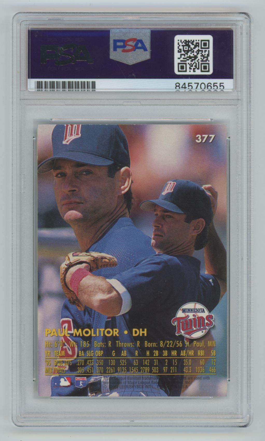 1996 Fleer Ultra Paul Molitor Auto - PSA/DNA
