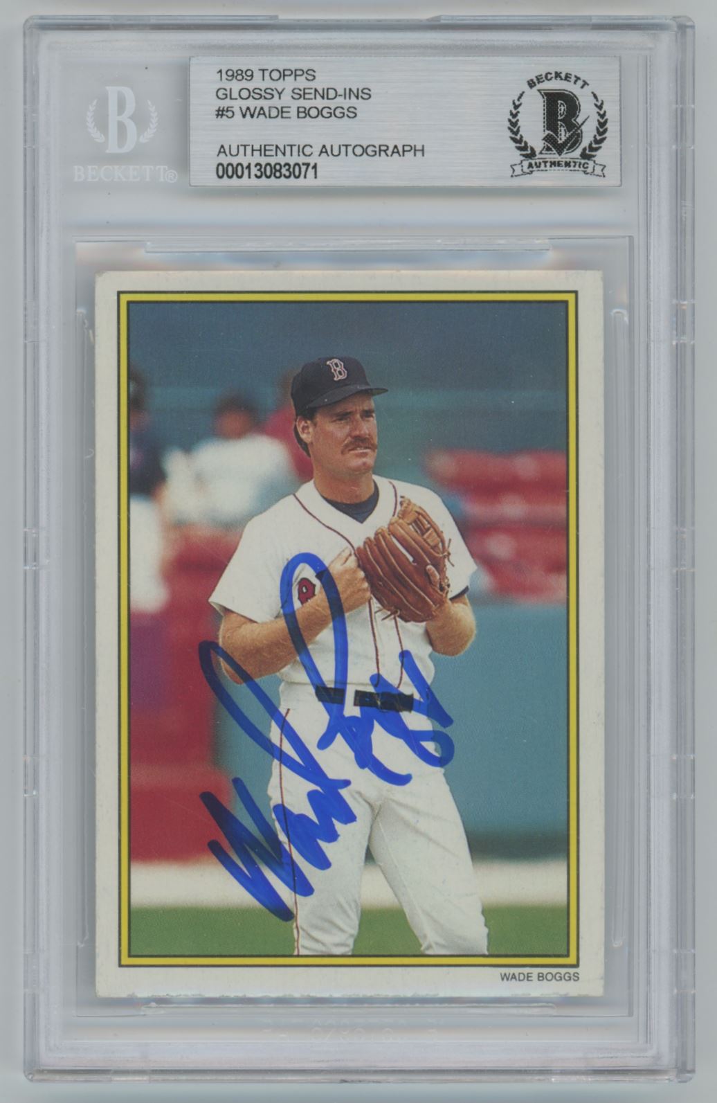 1989 Topps Glossy Send-Ins Wade Boggs #5 Auto - Beckett Authentic
