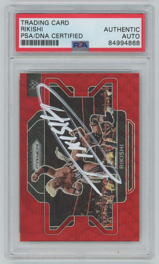 2022 Panini Prizm WWE Red Wave Rikishi Auto - PSA/DNA Authentic