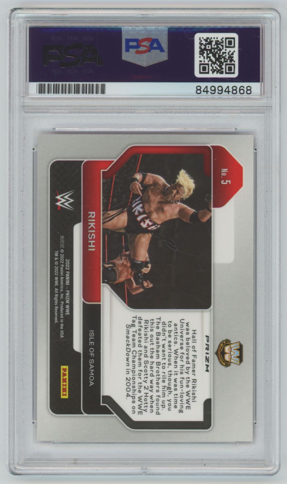 2022 Panini Prizm WWE Red Wave Rikishi Auto - PSA/DNA Authentic