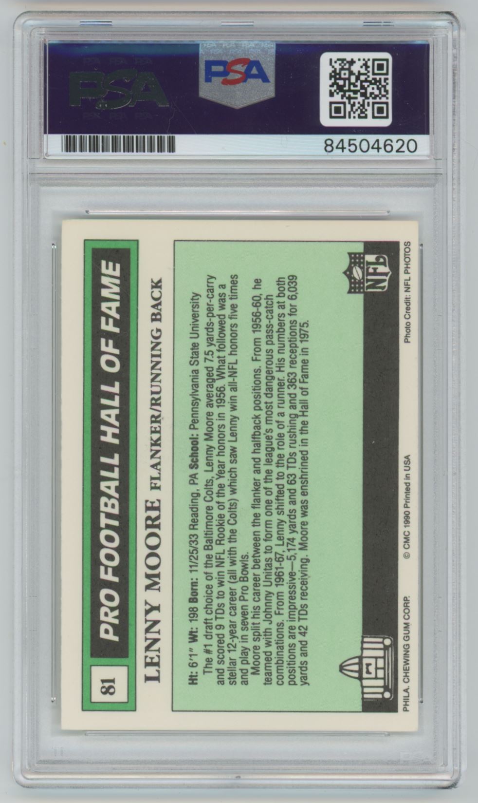 1990 Swell Lenny Moore Auto - PSA/DNA