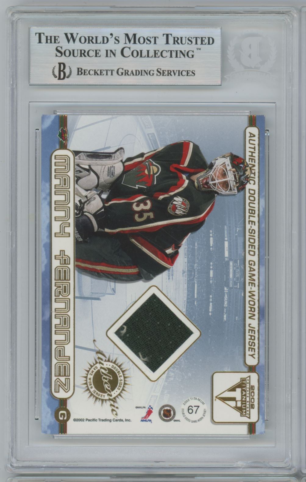 2001 Titanium Double-Sided Jerseys Marian Gaborik Auto - Beckett Authentic