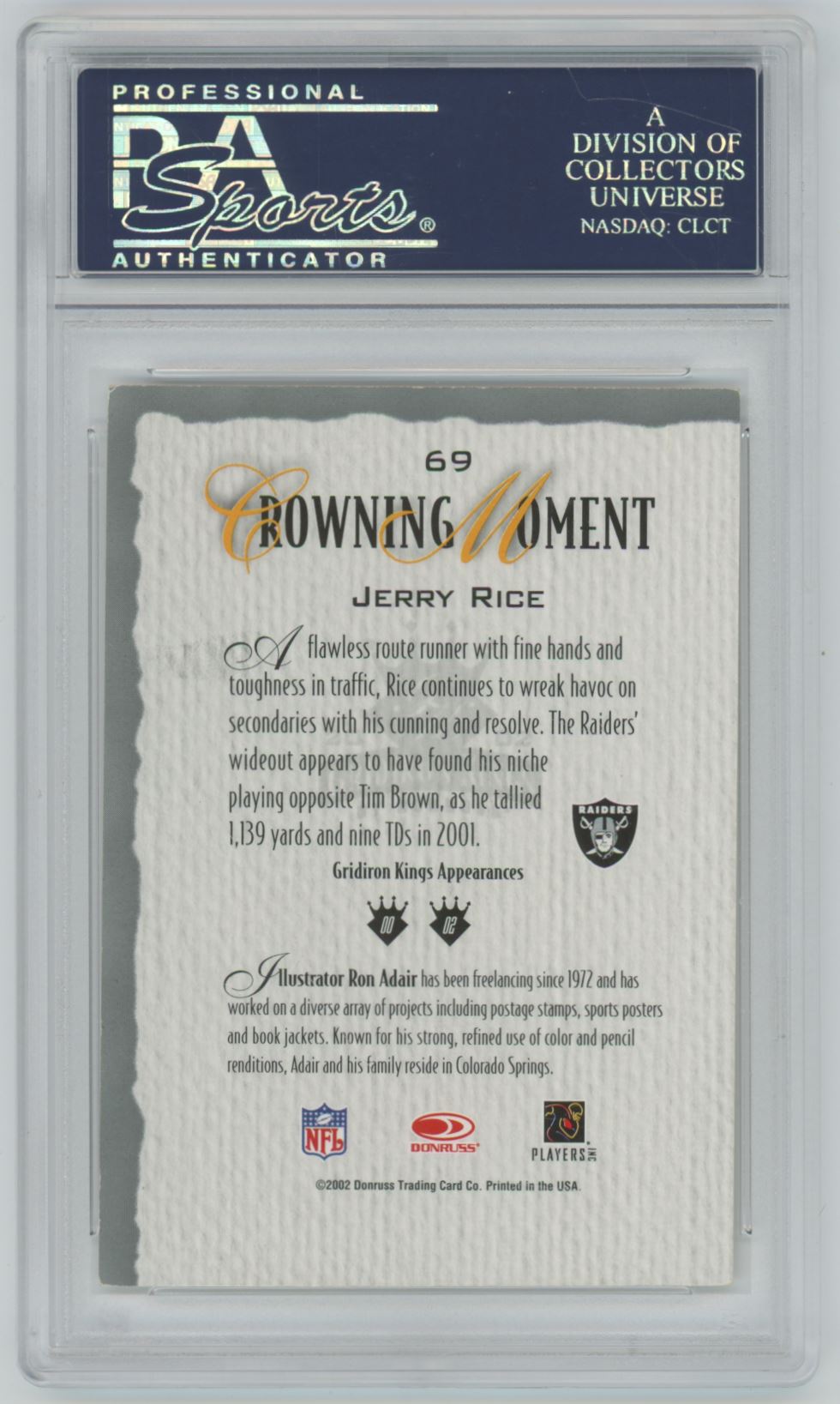 2002 Donruss Gridiron Kings Jerry Rice Auto - PSA/DNA Authentic