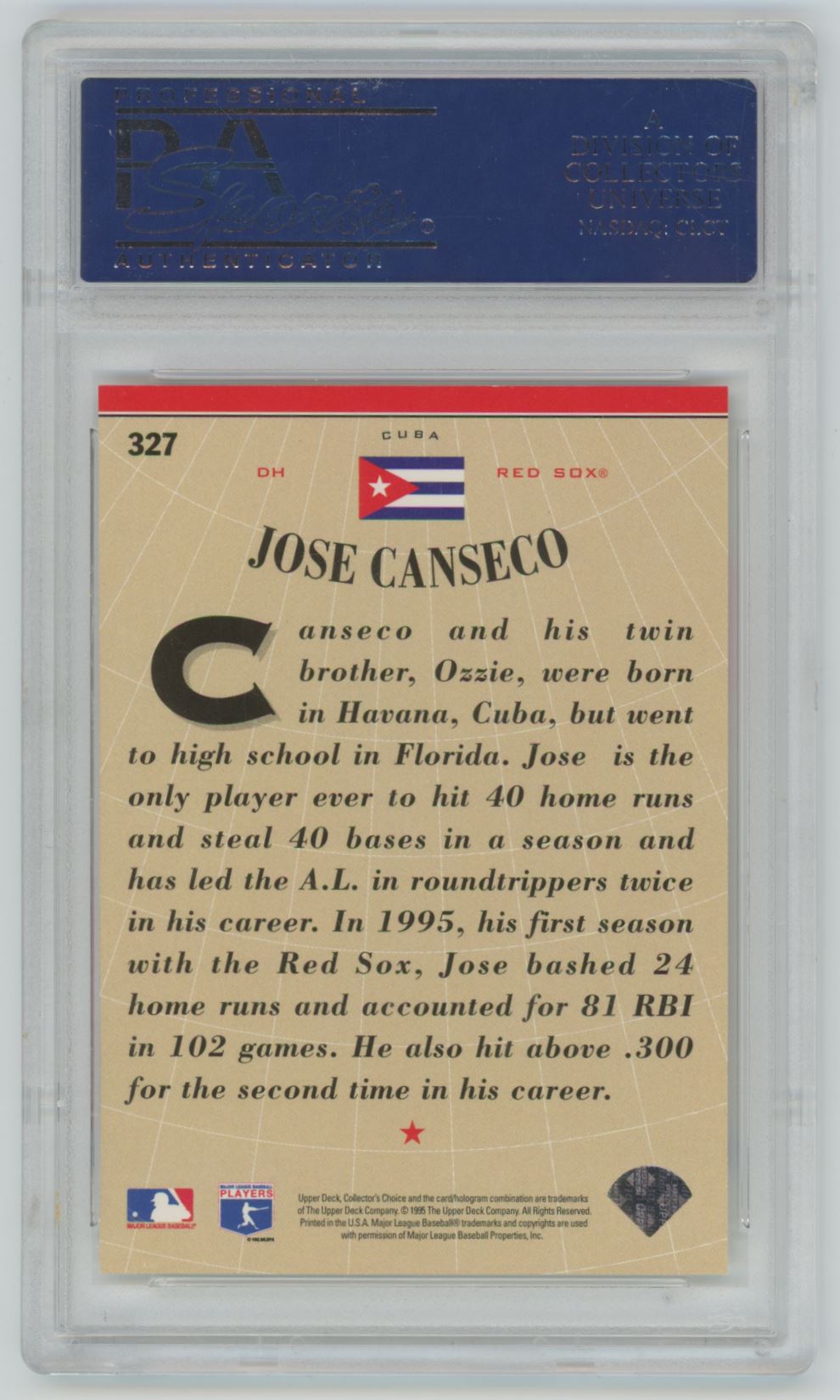 1996 Collector's Choice Jose Canseco #327 - PSA 10
