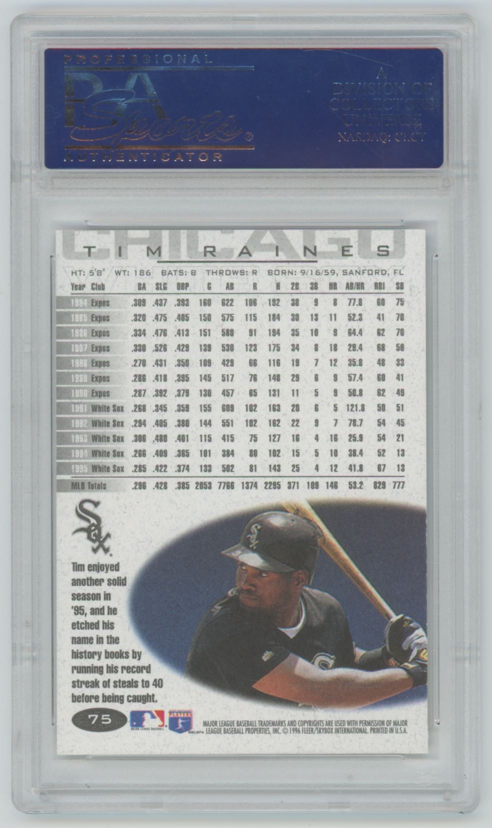 1996 Fleer Tim Raines #75 - PSA 10