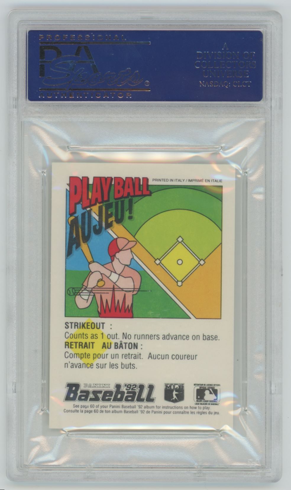 1992 Panini Canadian Sticker Darryl Strawberry #196 - PSA 10