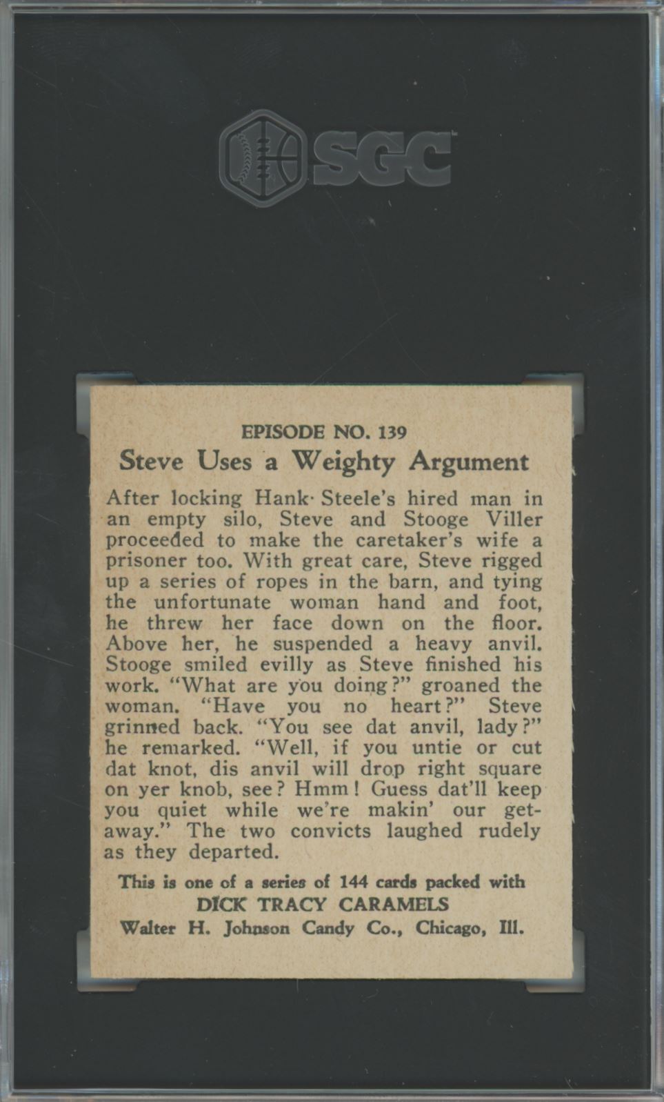 1930's Johnson Candy Co. Steve Uses a Weighty Argument #139 Dick Tracy - SGC 6