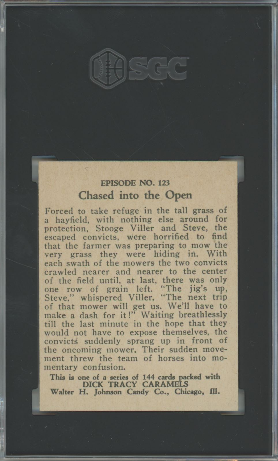 1930's Johnson Candy Co. Chased Into the Open #123 Dick Tracy - SGC 5.5