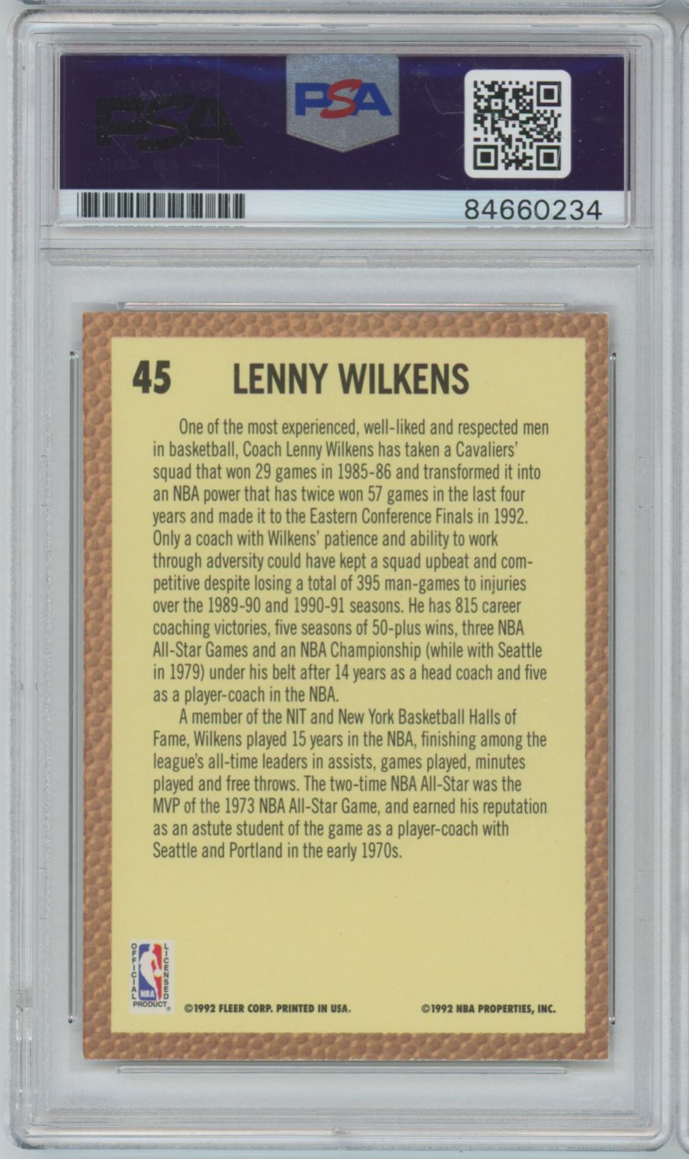 1992 Fleer #45 Lenny Wilkens Auto - PSA/DNA Authentic