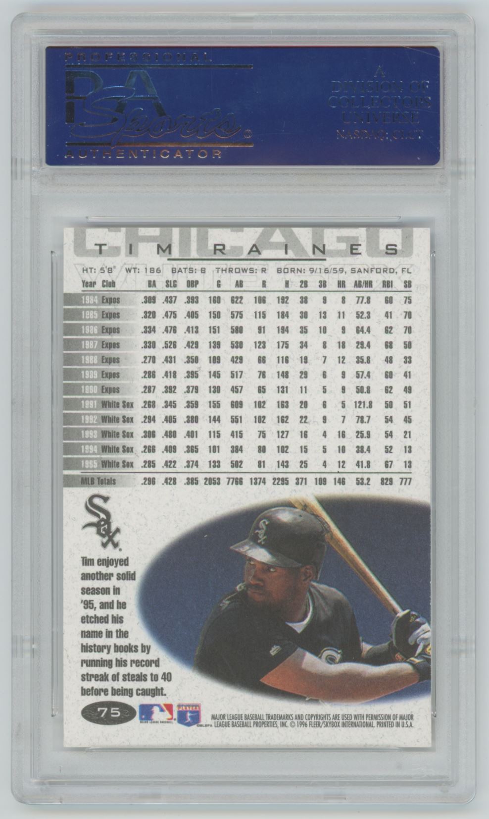 1996 Fleer Tim Raines #75 - PSA 10