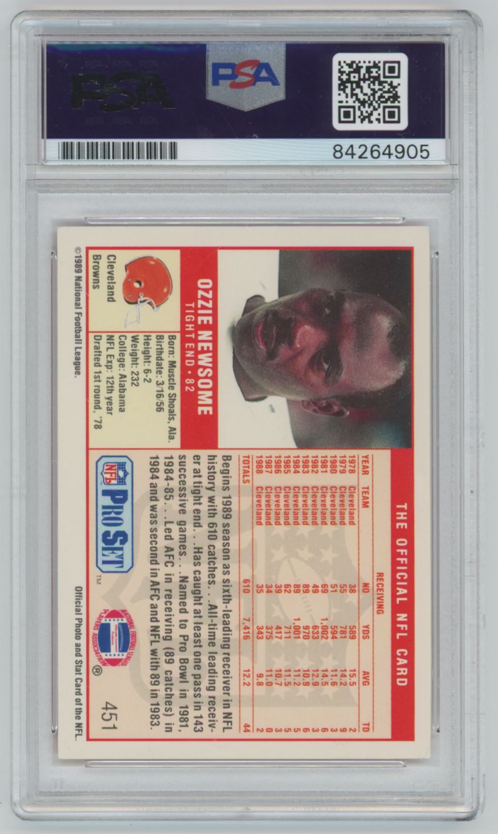 1989 Pro Set Ozzie Newsome Auto - PSA/DNA