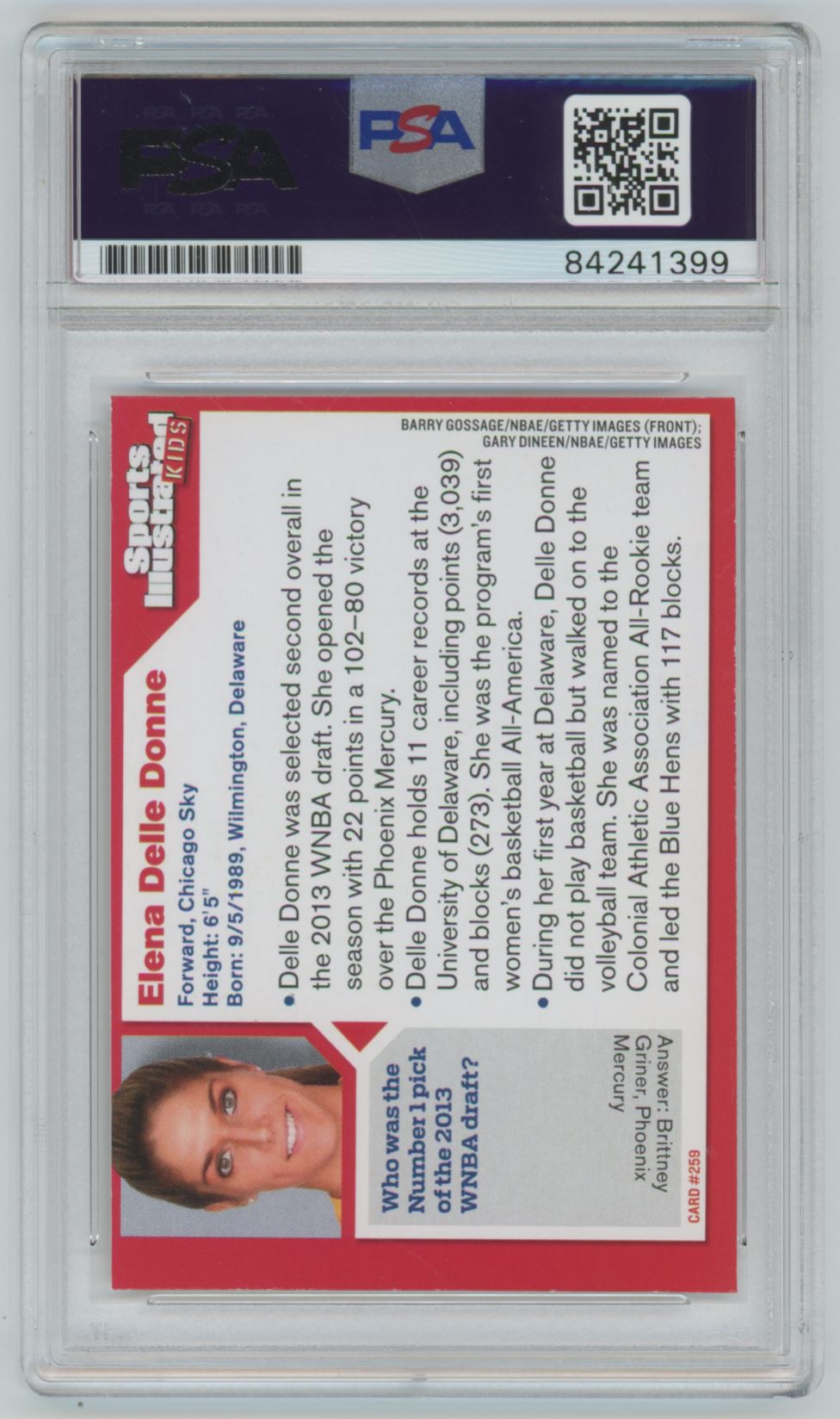 Sports Illustrated Kids Elena Delle Donne Auto - PSA/DNA