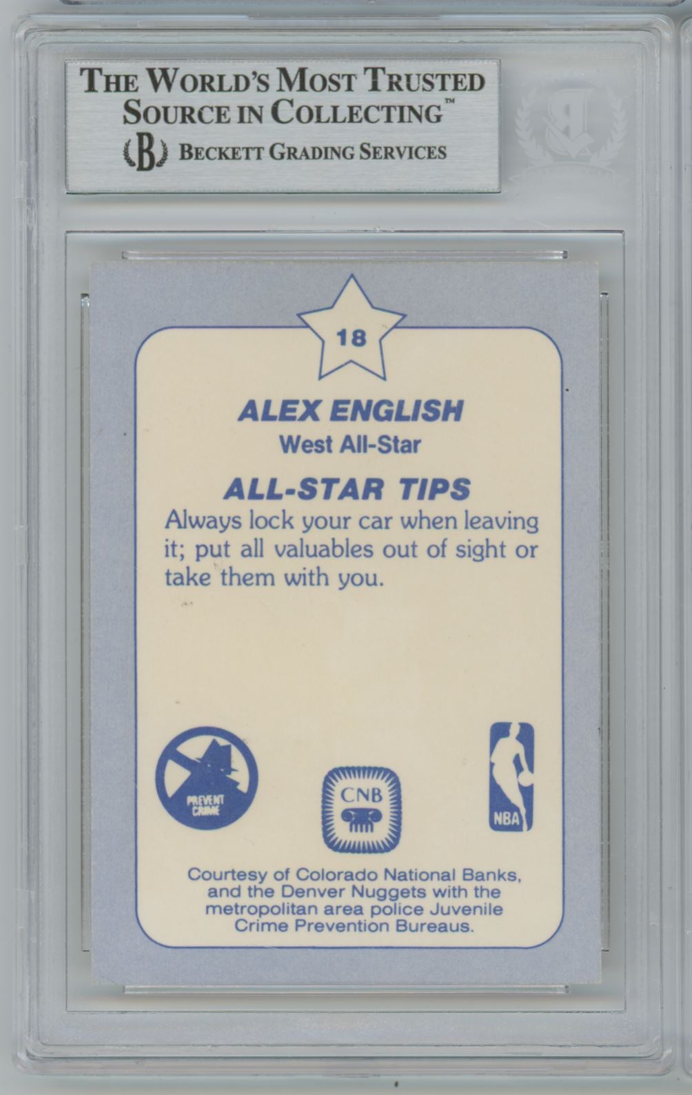 1984 Star All-Star Game #18 Alex English Auto - Beckett Authentic