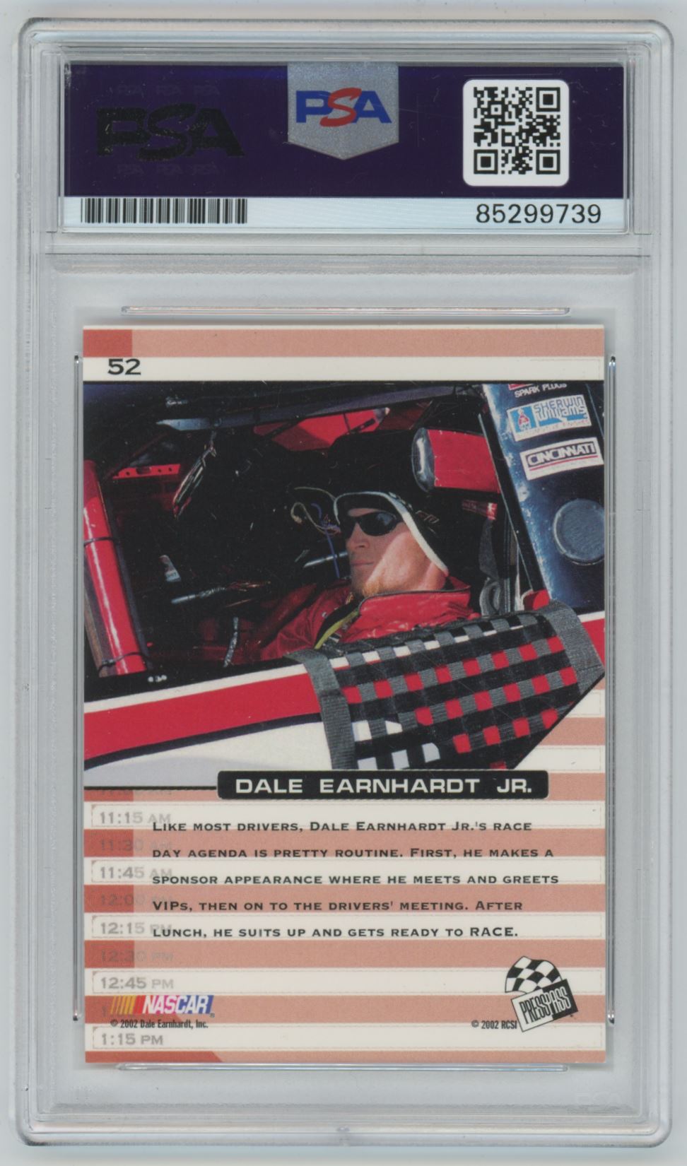 2002 Press Pass Trackside Dale Earnhardt Jr. Auto - PSA/DNA