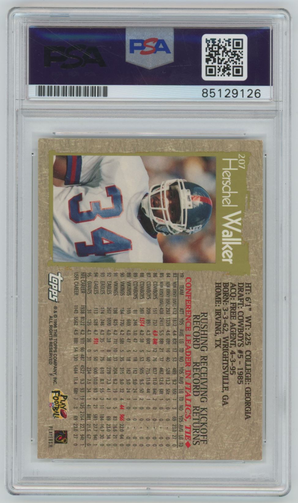 1996 Topps Herschel Walker Auto - PSA/DNA