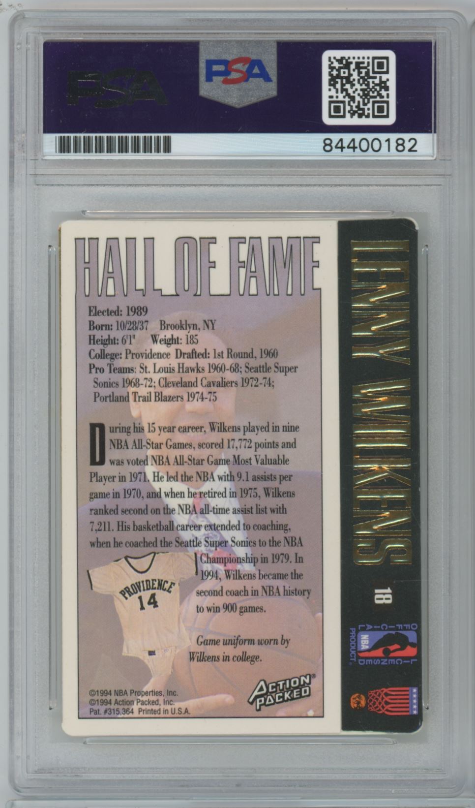 1994 Action Packed Lenny Wilkens Auto - PSA/DNA