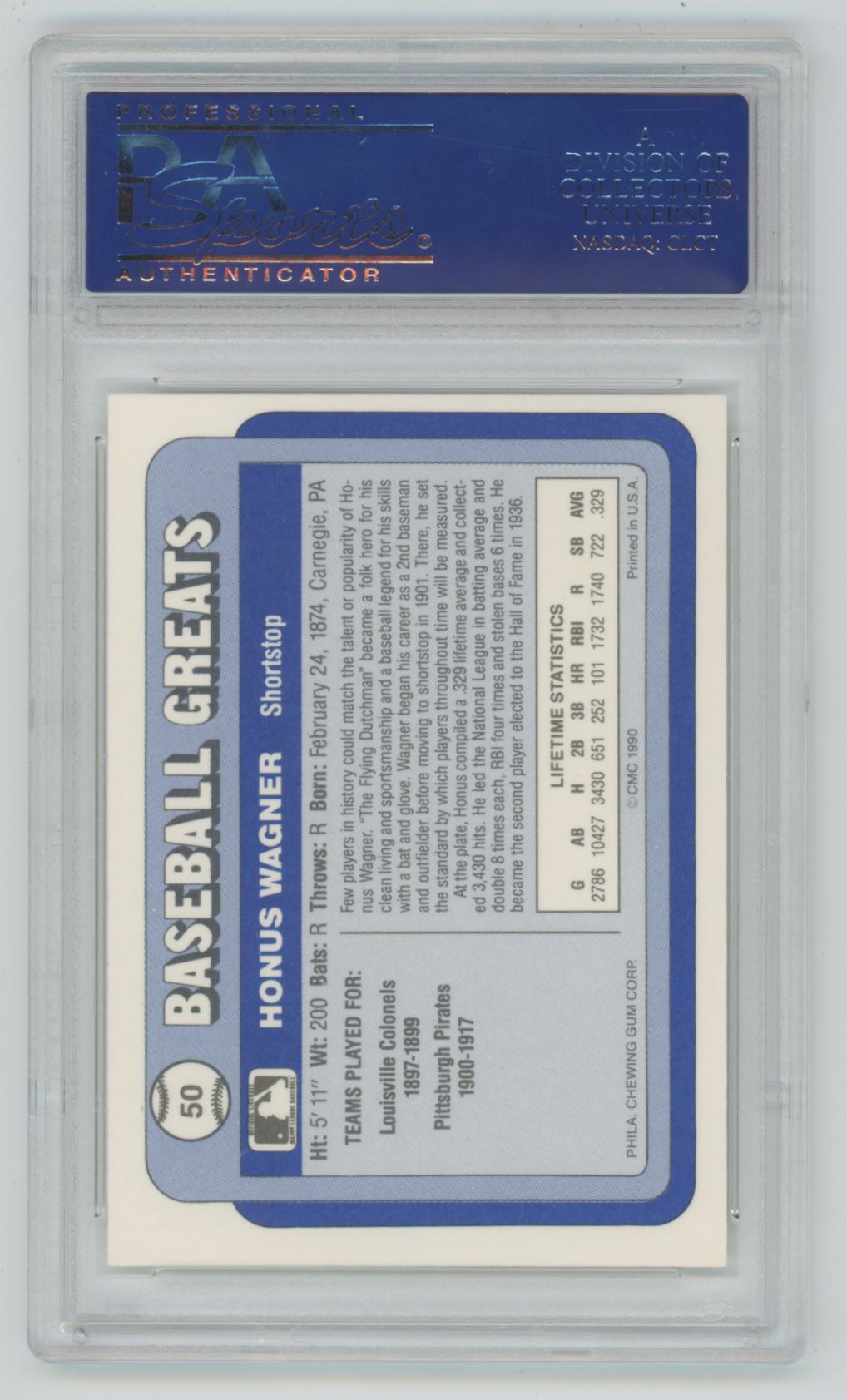 1990 Swell Honus Wagner Baseball Greats #50 - PSA 10