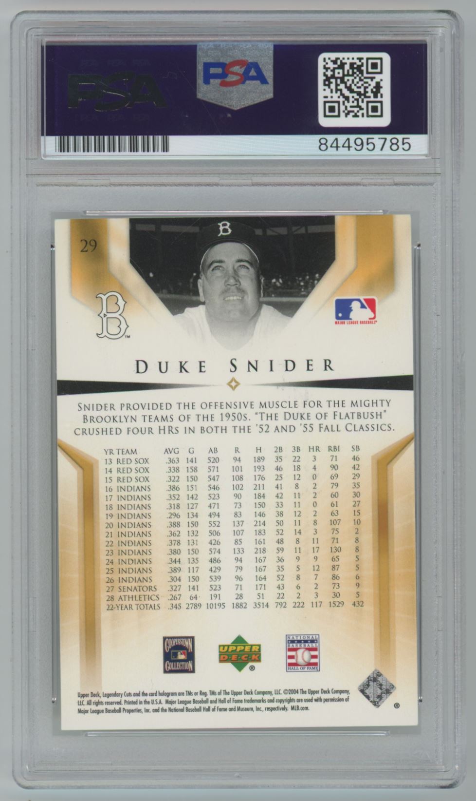 2004 SP Legendary Cuts #29 Duke Snider Auto - PSA/DNA