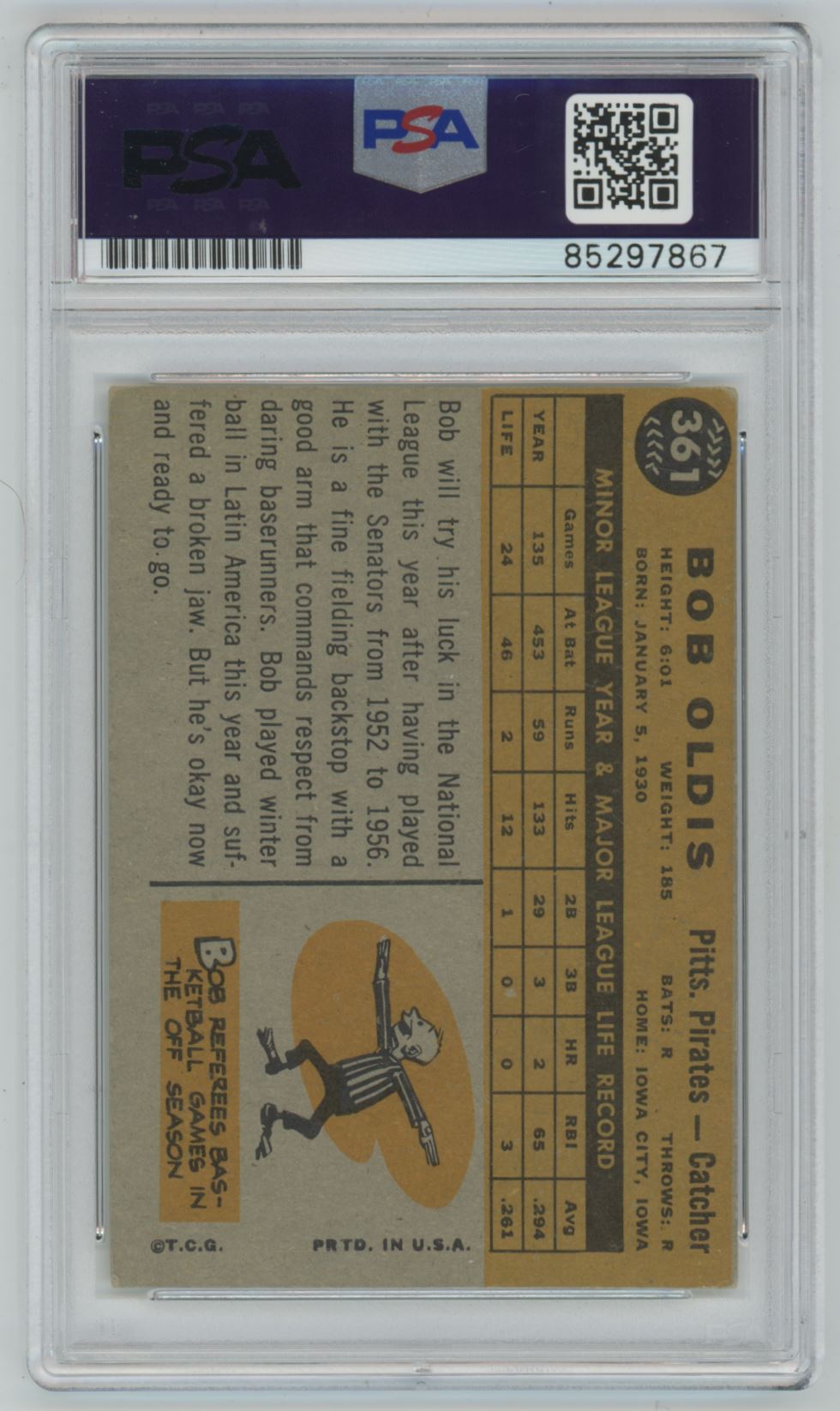 1960 Topps Bob Oldis #361 Auto - PSA/DNA Authentic