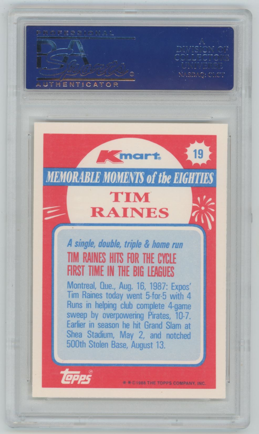 1988 K-Mart Tim Raines #19 - PSA 10