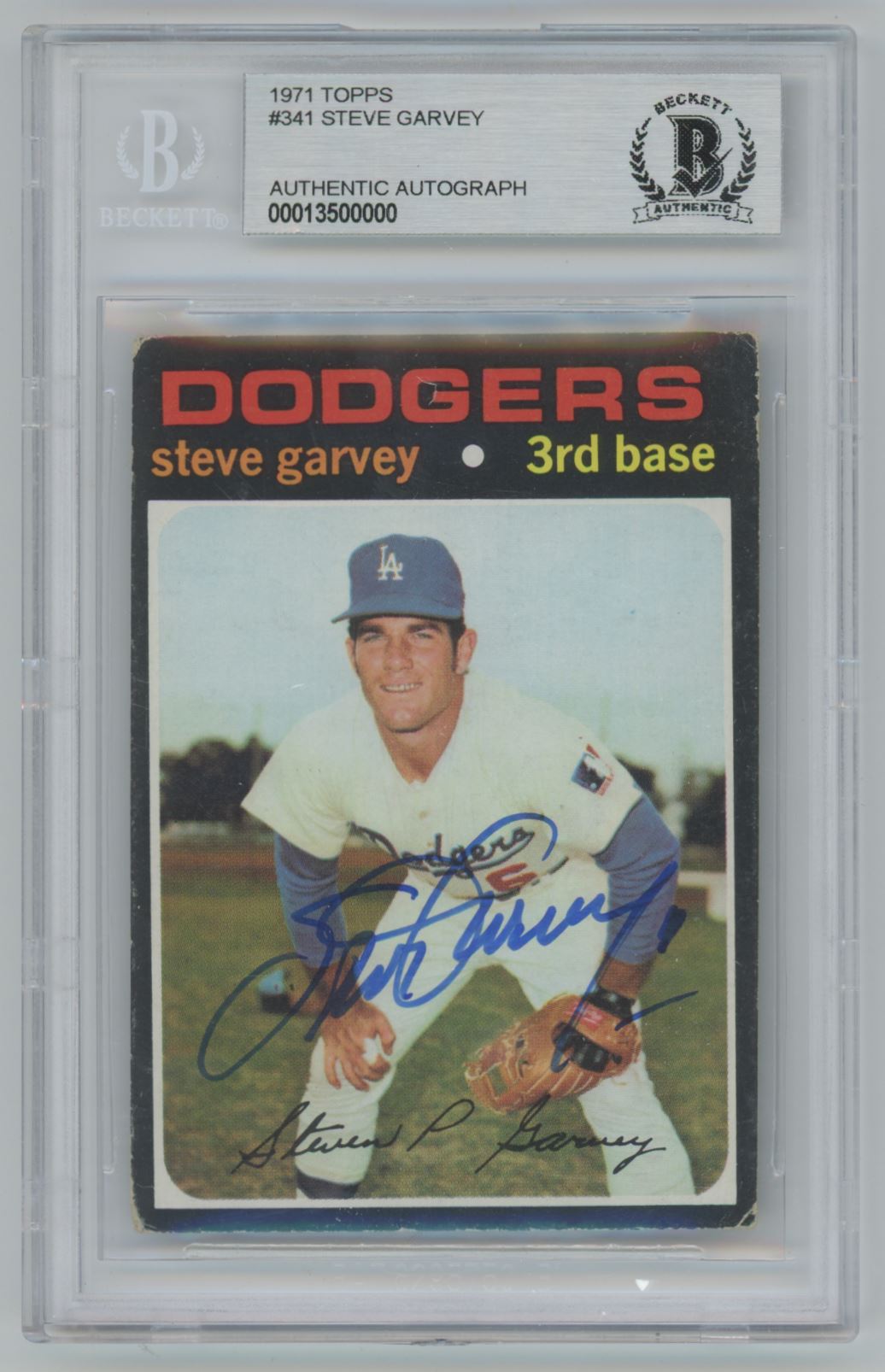 1971 Topps Steve Garvey #341 Auto ROOKIE CARD - Beckett Authentic (0000)
