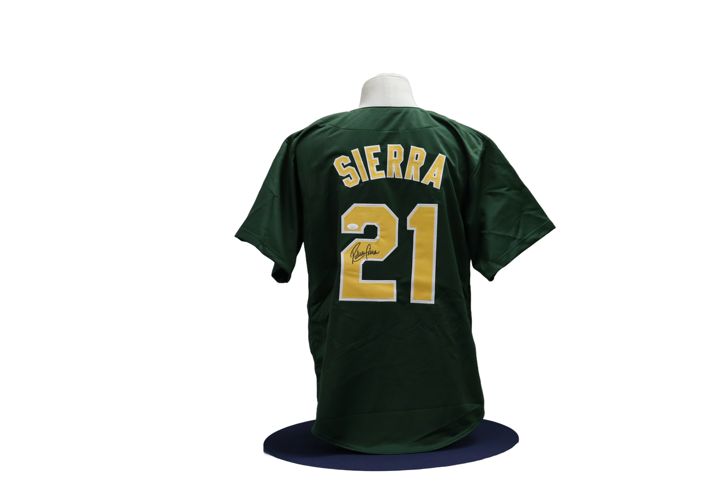 RUBEN SIERRA CUSTOM AUTOGRAPHED GREEN JERSEY (JSA)