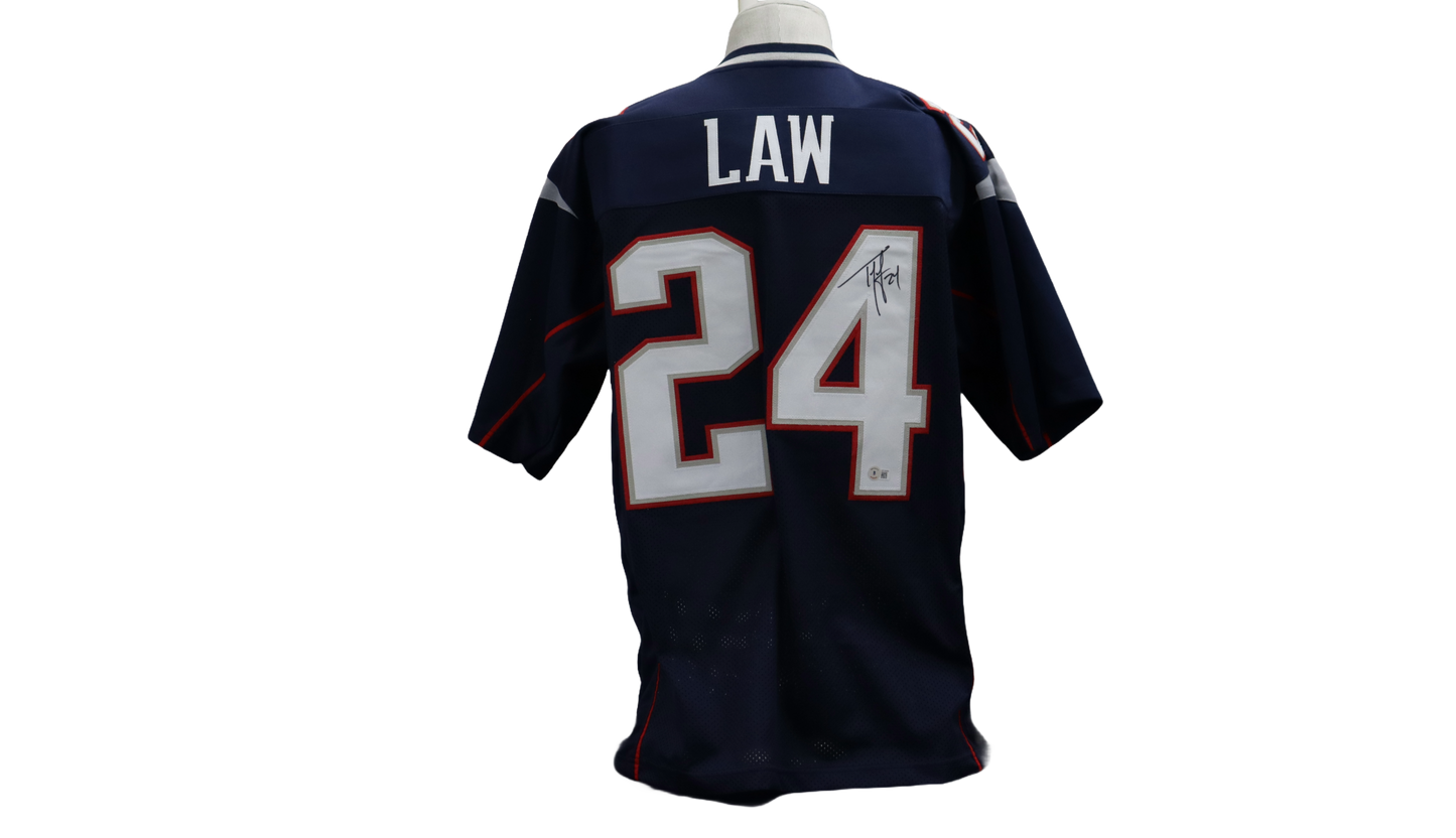 TY LAW CUSTOM AUTOGRAPHED BLUE JERSEY (BECKETT)