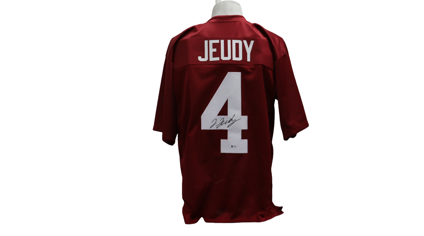 JERRY JEUDY CUSTOM AUTOGRAPHED BURGUNDY JERSEY (BECKETT)