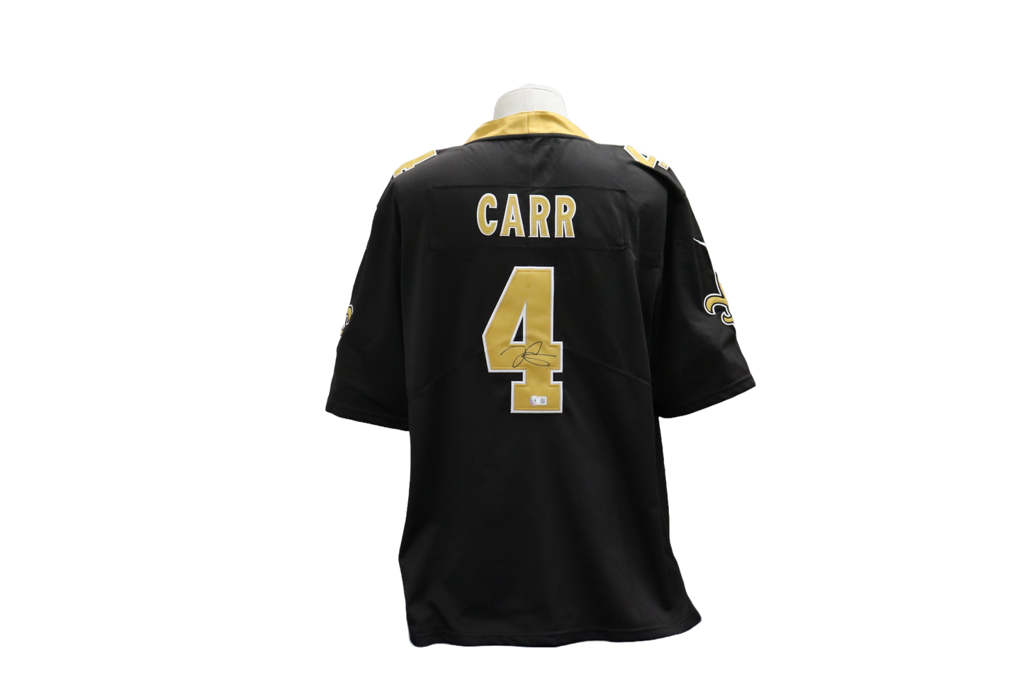 DEREK CARR CUSTOM AUTOGRAPHED BLACK JERSEY (BECKETT)