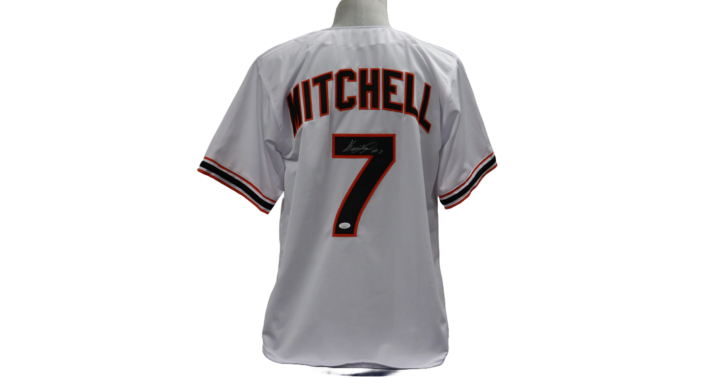 KEVIN MITCHELL CUSTOM AUTOGRAPHED GRAY JERSEY (JSA)