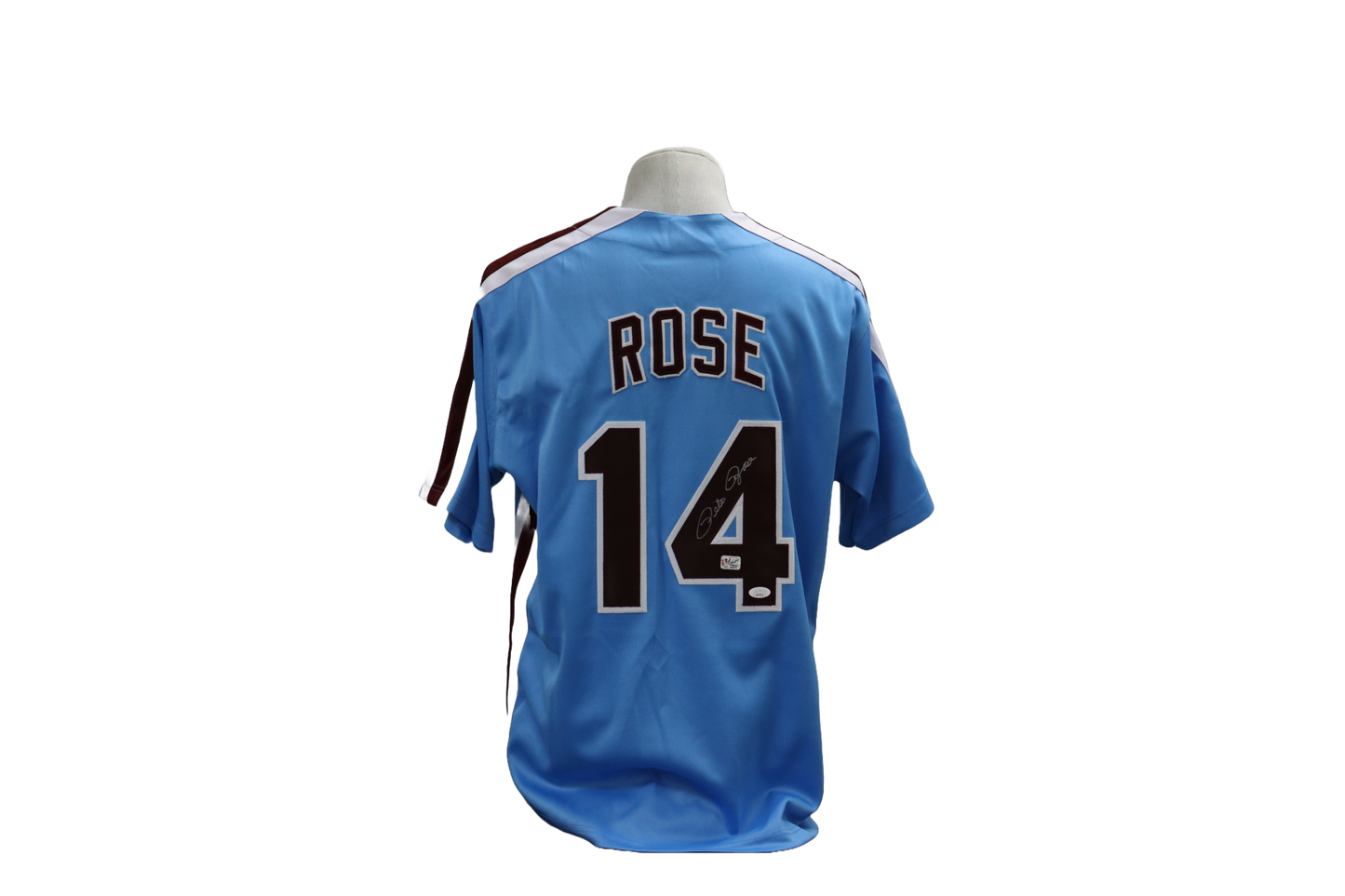 PETE ROSE CUSTOM AUTOGRAPHED BLUE JERSEY (JSA)