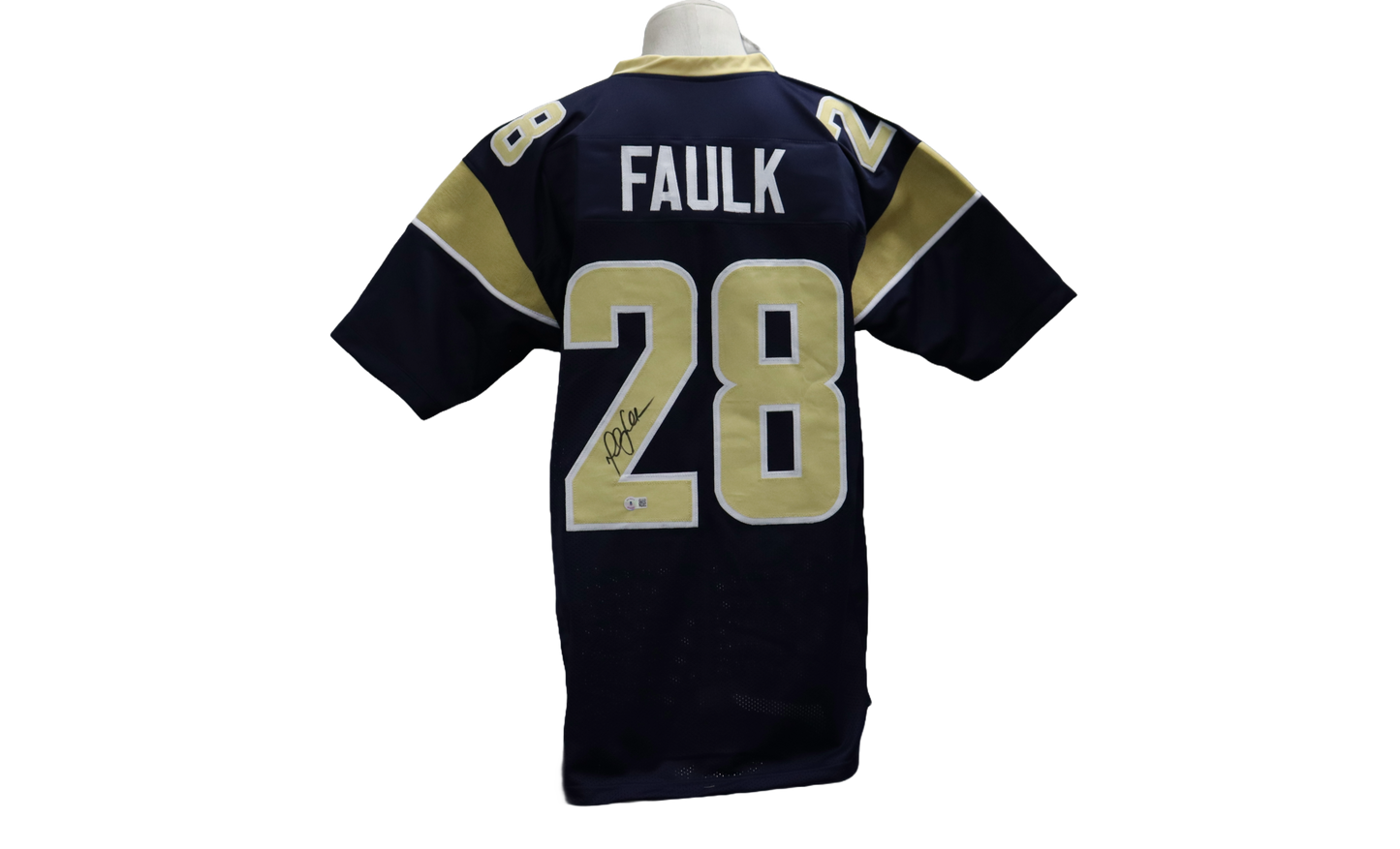 MARSHALL FAULK CUSTOM AUTOGRAPHED BLUE JERSEY (BECKETT)