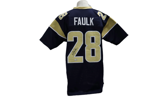 MARSHALL FAULK CUSTOM AUTOGRAPHED BLUE JERSEY (BECKETT)
