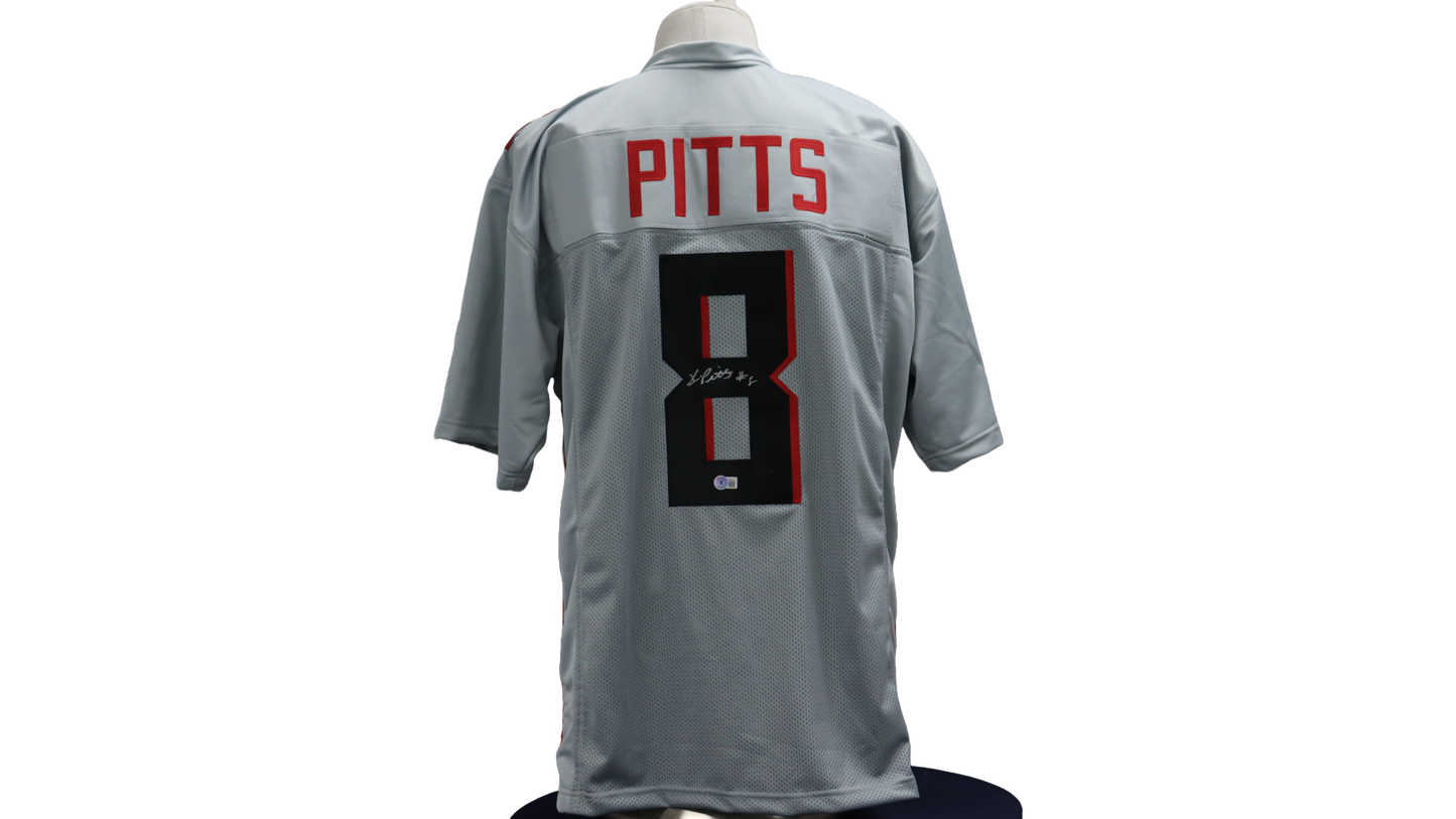 KYLE PITTS CUSTOM AUTOGRAPHED GRAY JERSEY (BECKETT)