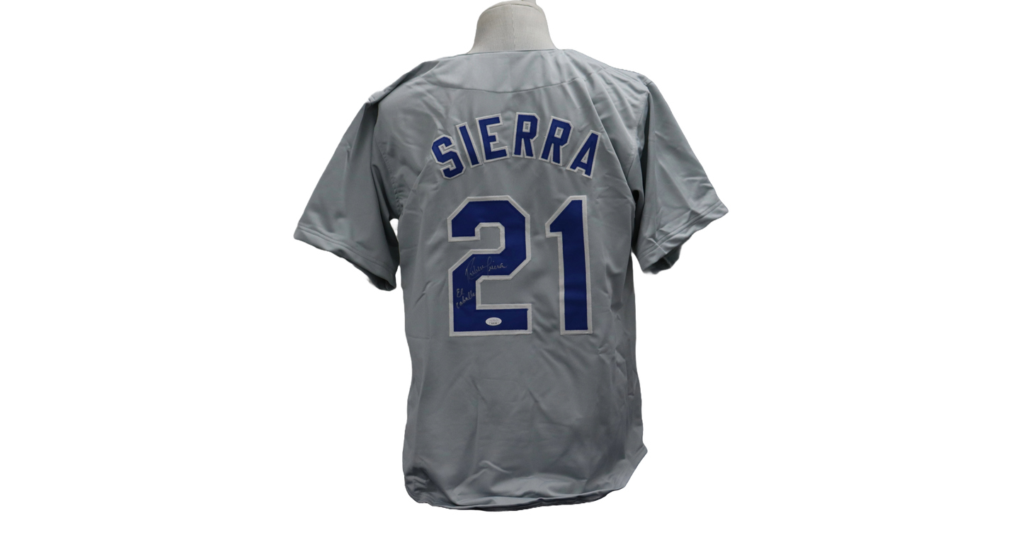 RUBEN SIERRA CUSTOM AUTOGRAPHED GRAY JERSEY (JSA)