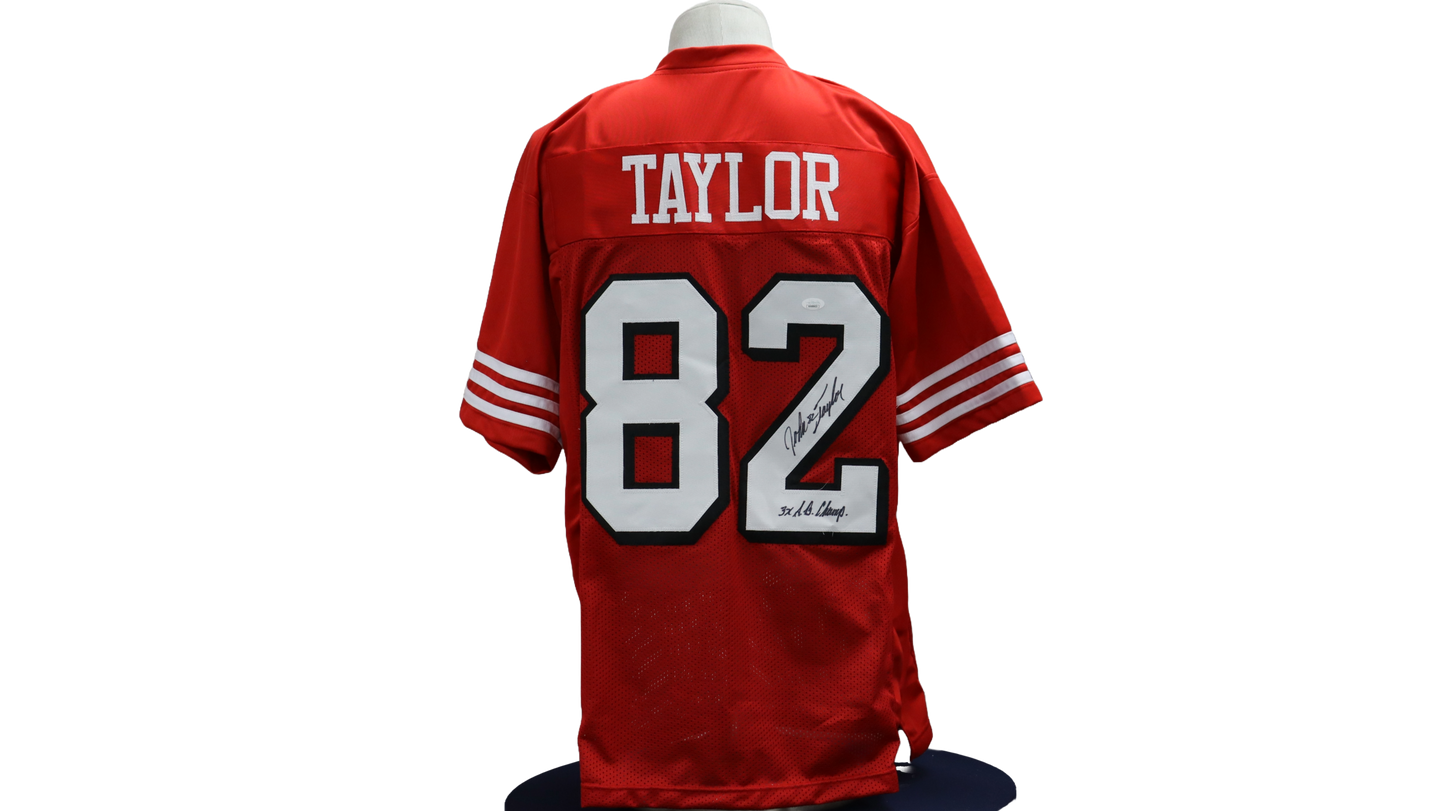 JOHN TAYLOR CUSTOM AUTOGRAPHED RETRO 1990'S STYLE RED JERSEY (JSA)