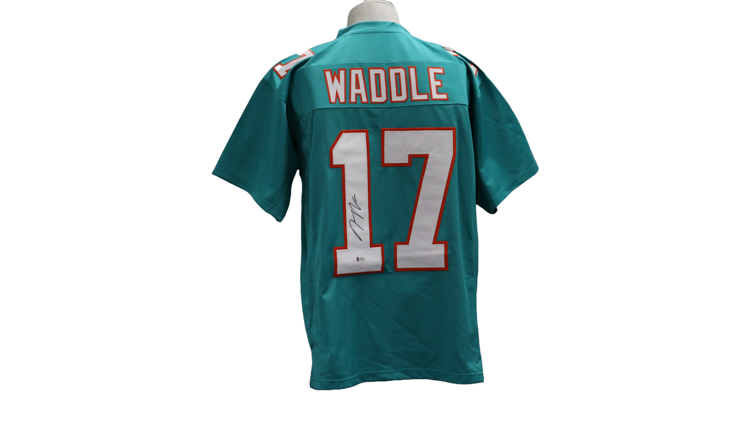 JAYLEN WADDLE CUSTOM AUTOGRAPHED AQUA GREEN JERSEY (BECKETT)