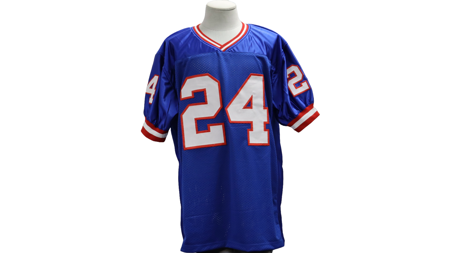OTTIS ANDERSON CUSTOM AUTOGRAPHED BLUE JERSEY SUPER BOWL MVP INSCRIPTION (JSA)