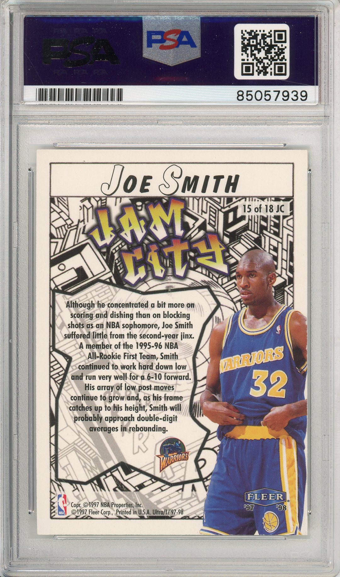 1997 FLEER ULTRA BASKETBALL JOE SMITH #15 JAM CITY WARRIORS AUTOGRAPH PSA/DNA AUTHENTIC AUTO